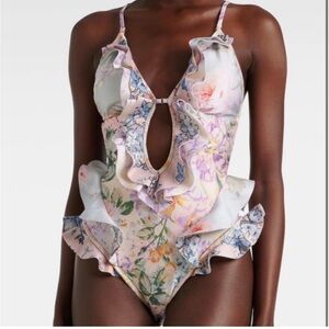 Zimmerman floral and frill swimsuit. S-M